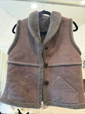Women's Taupe Shearling-Lined Vest